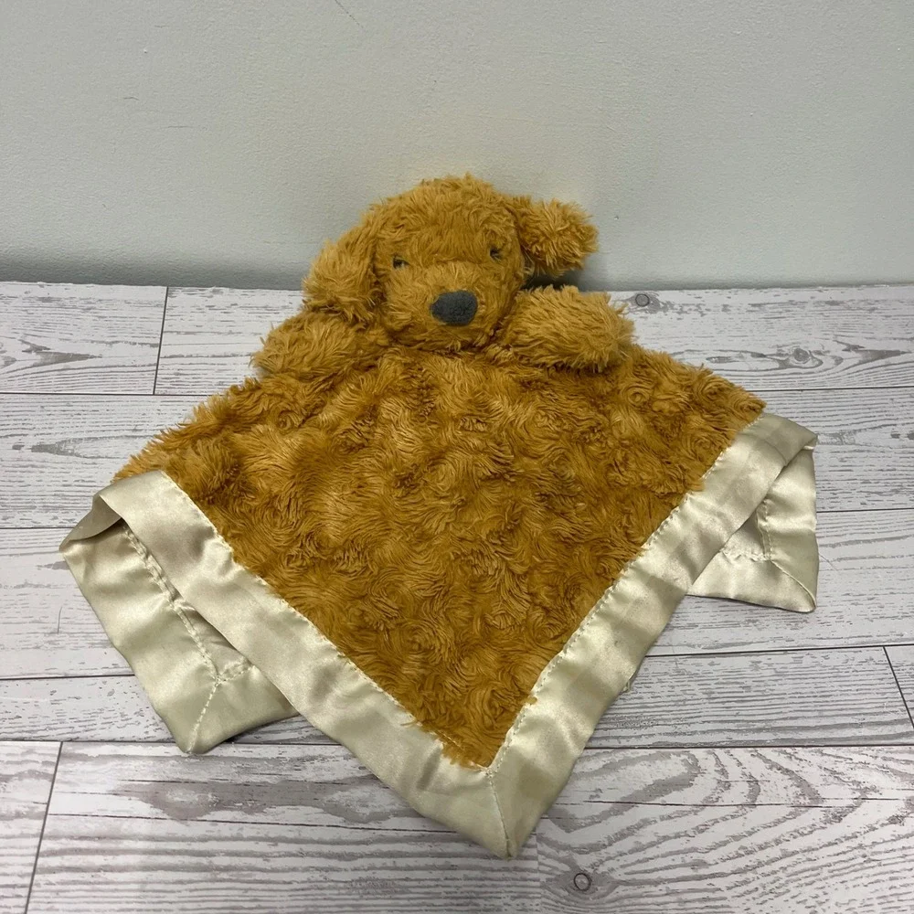 Cloud Island Brown Puppy Dog Plush Baby Security Blanket Satin Trim FAIR